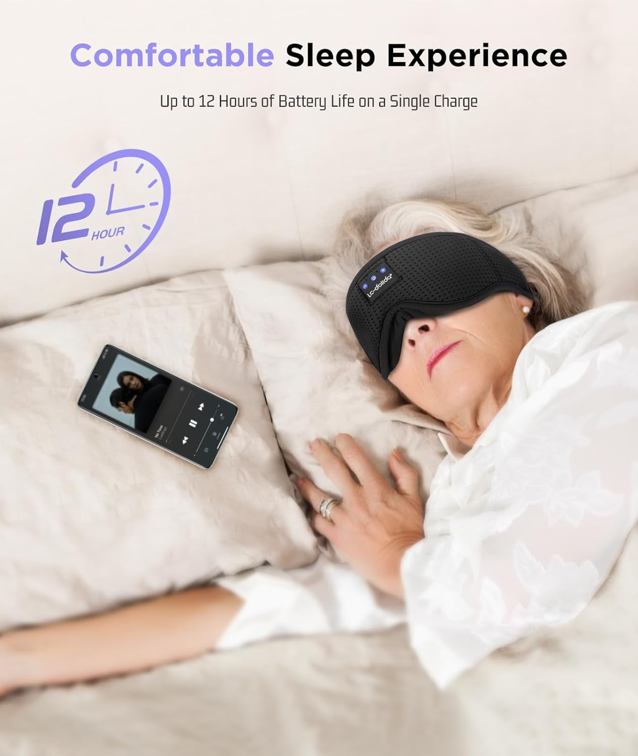 Sleep Mask Bluetooth Headphones Weighted Sleeping Mask 3D Eye Mask Pressure Relief Night Sleep Eye Mask Music Sleeping Headphones for Side Sleepers Meditation Gifts for Men Women