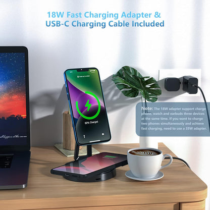 Wireless Charger for Samsung, 3 in 1 Fast Wireless Charging Station for Samsung Galaxy S24/S23/S22/S21/Note 20 Series, Mag-Safe Charging Stand/Dock for Galaxy Watch 7/6/5/5 Pro/4/3, Galaxy Buds+/Live