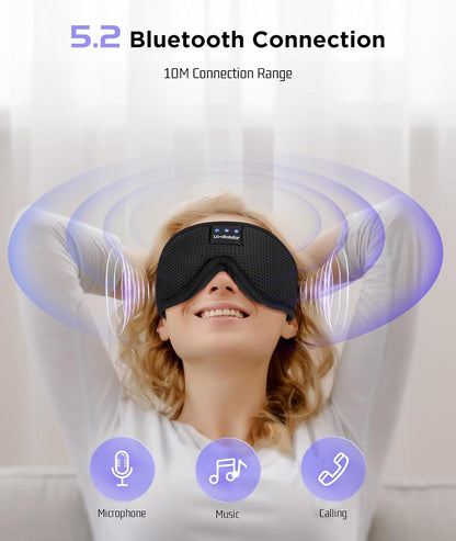 Sleep Mask Bluetooth Headphones Weighted Sleeping Mask 3D Eye Mask Pressure Relief Night Sleep Eye Mask Music Sleeping Headphones for Side Sleepers Meditation Gifts for Men Women