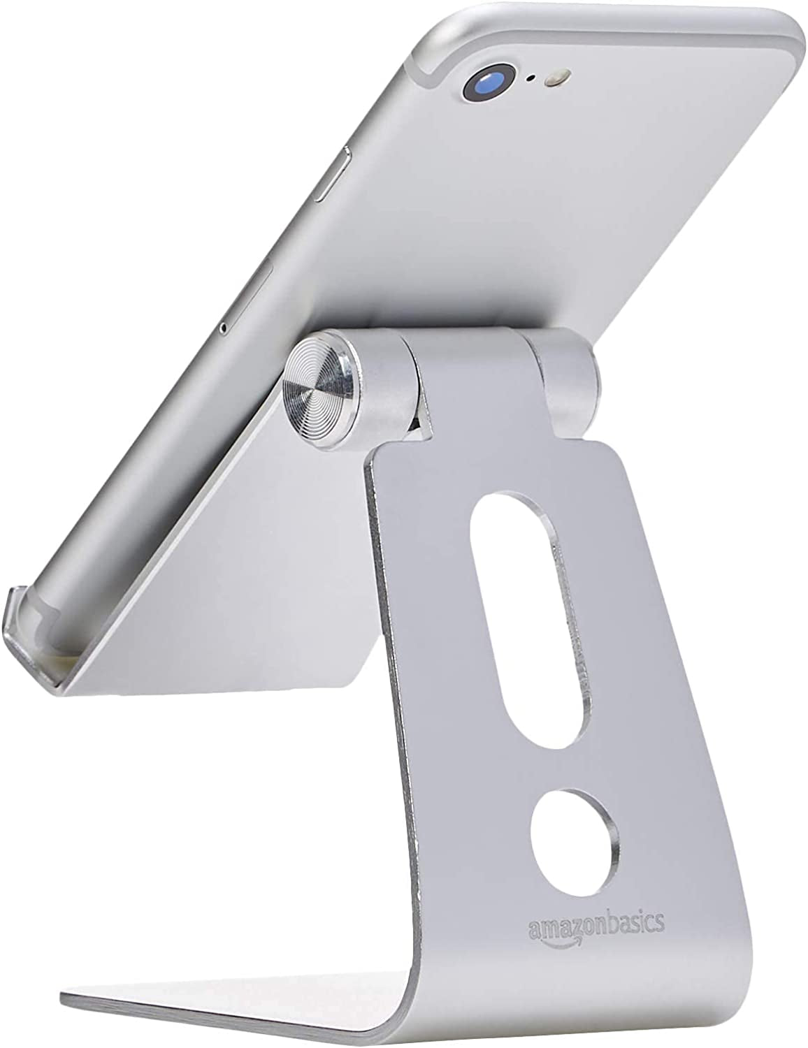 Adjustable Aluminum Phone Stand for Cell Phones, Iphone and Android, 3.15 X 2.87 X 3.74 Inch, Silver