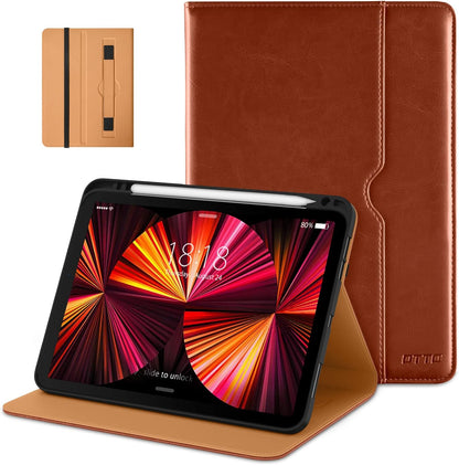 Case for Ipad Pro 11 Inch 4Th / 3Rd / 2Nd / 1St Generation 2022/2021/2020/2018,Premium PU Leather Folio Stand Cover with Hand Strap, Auto Wake/Sleep,Multiple Viewing Angles, Brown