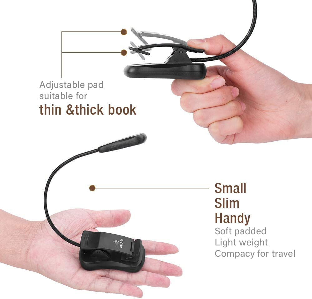 Rechargeable 3000K LED Book Light, Easy Clip on Reading Lights for Reading in Bed. Perfect for Readers.