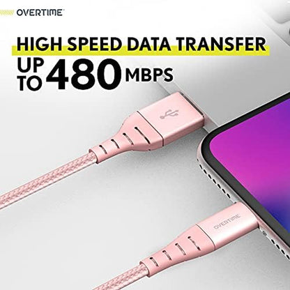 Iphone Lightning Cable, MFI Certified, Portable & Smart Charging USB a to Lightning Cable, Fast Apple Charging Cord, 6Ft Iphone Charger Cord Compatible with Iphone | Ipad | Ipod - Rose Gold