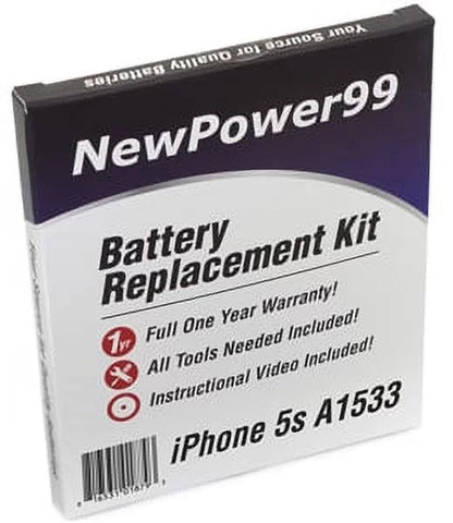 Apple Iphone 5S A1533 Battery Replacement Kit with Tools, Video Instructions, Extended Life Battery and Full One Year Warranty