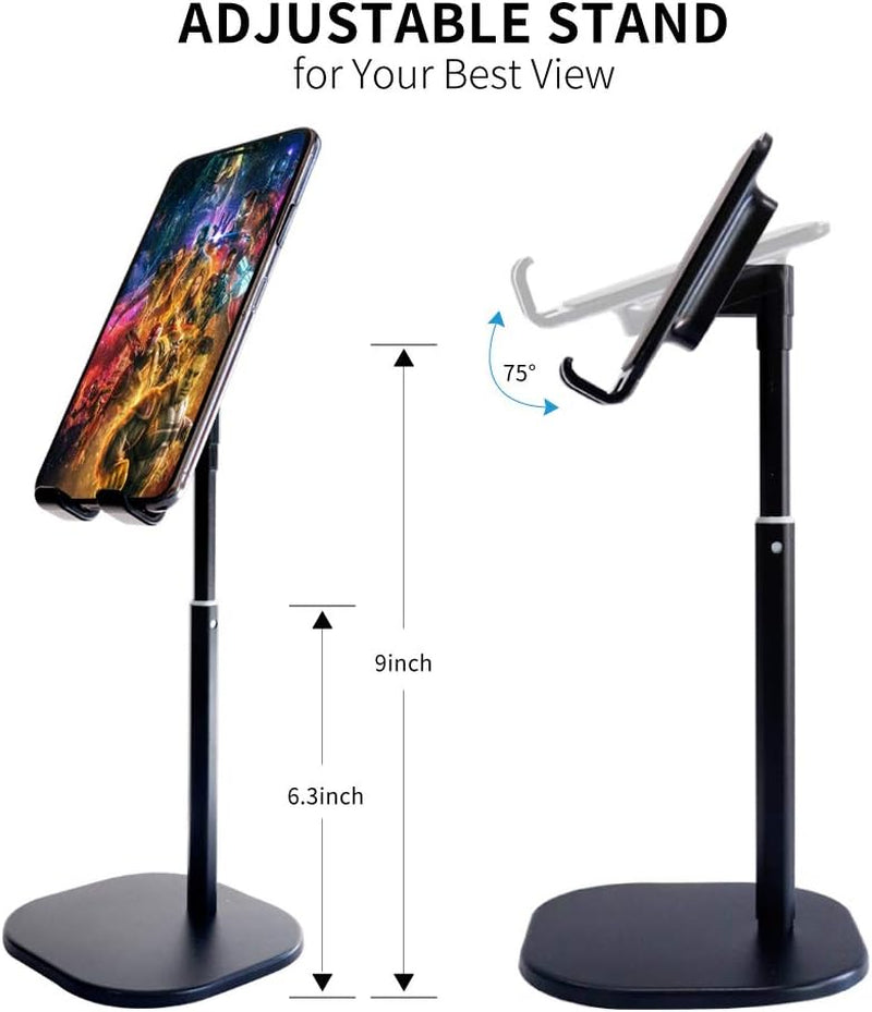 Cell Phone Stand, Phone Stand for Desk Adjustable Cell Phone Stand, Cradle, Dock, Phone Stand Tablet Stand Holder Desktop Phone Stand Compatible with All Smart Phone/Pad