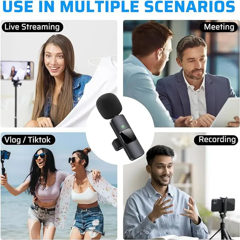 BIG SALE! Wireless Lavalier Microphone for Iphone、Android、Wireless Lavalier Microphone Professional Recording/ Suitable for Speeches/Essential for Teaching Demonstrations, Mini Microphone with Noise Reduction for Video Recording, Vlog, Tiktok