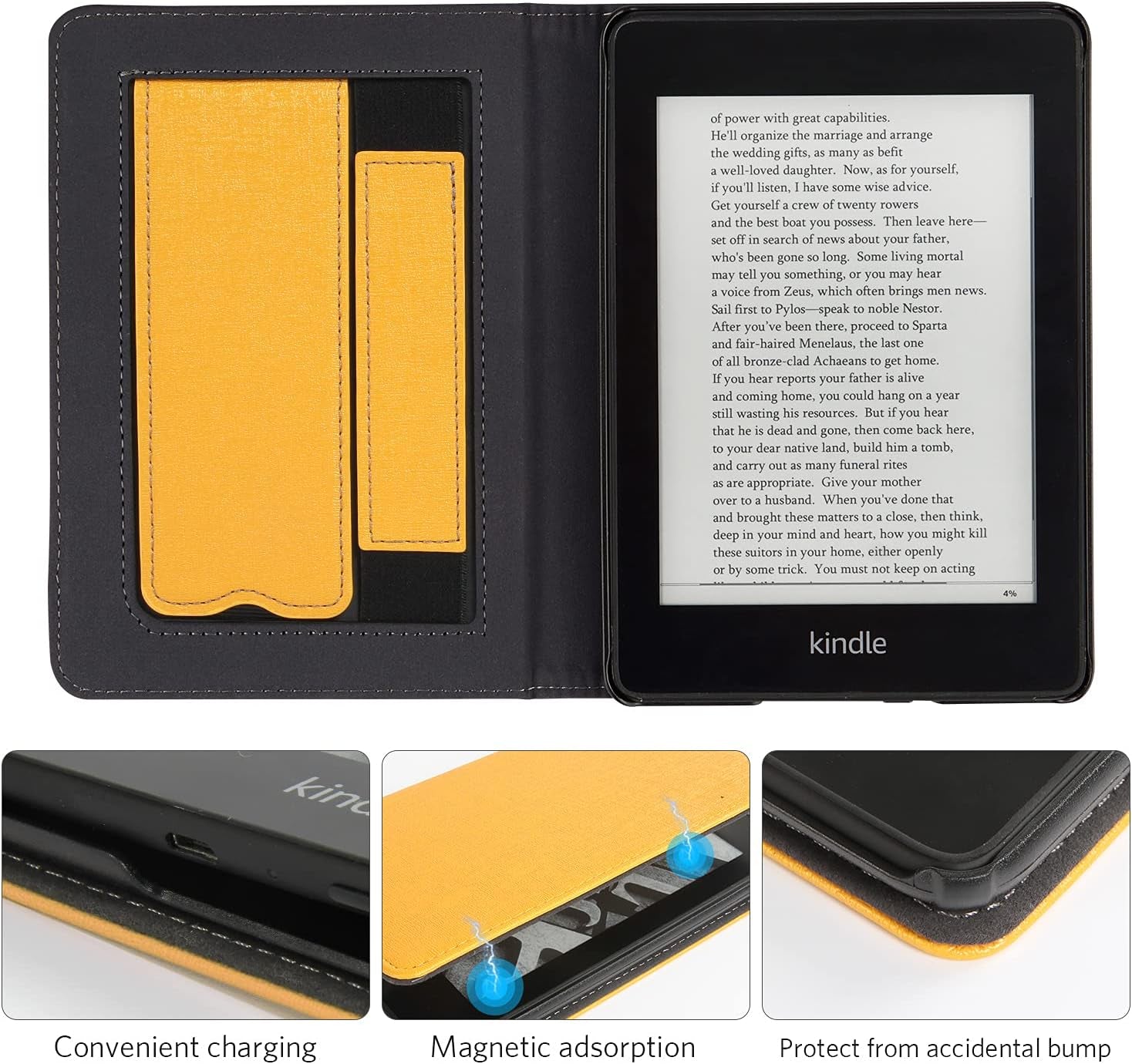 Case for Kindle Paperwhite - All New PU Leather Cover with Auto Sleep Wake Feature for Kindle Paperwhite Signature Edition and Kindle Paperwhite 11Th Generation 2021 Released