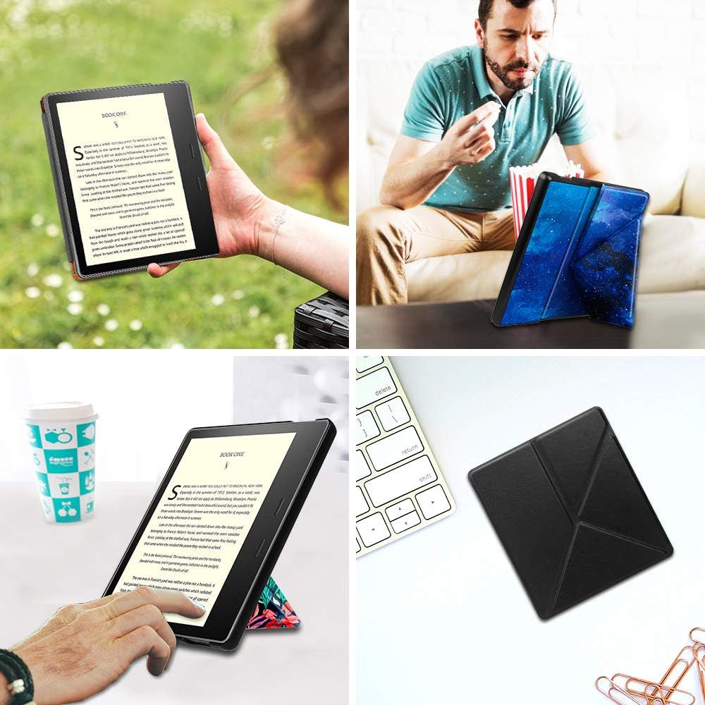 Origami Case for 7" Kindle Oasis (10Th/9Th Generation, 2019/2017 Release) - Slim Fit Stand Cover Support Hands Free Reading with Auto Wake Sleep, Denim Charcoal