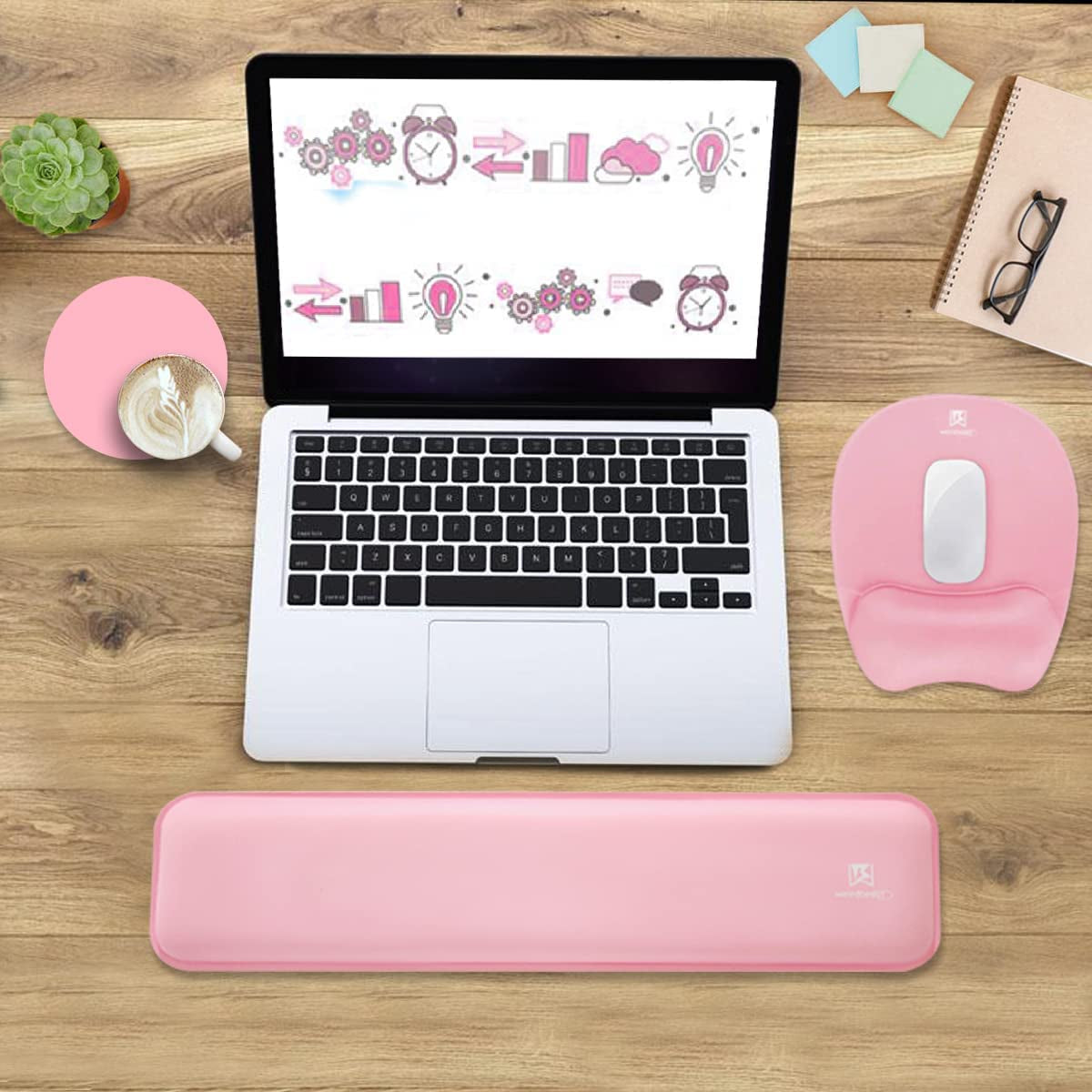 Memory Foam Set Wrist Rest Pad & Mouse Wrist Rest Support,Ergonomic Design for Office,Home,Laptop,Desktop Computer,Gaming Keyboard - Pink