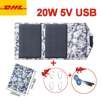 40W Foldable Solar Panel 5V Usb Portable Solar Mobile Phone Charger Power Bank Camping Hiking Backpack Outdoor DHL