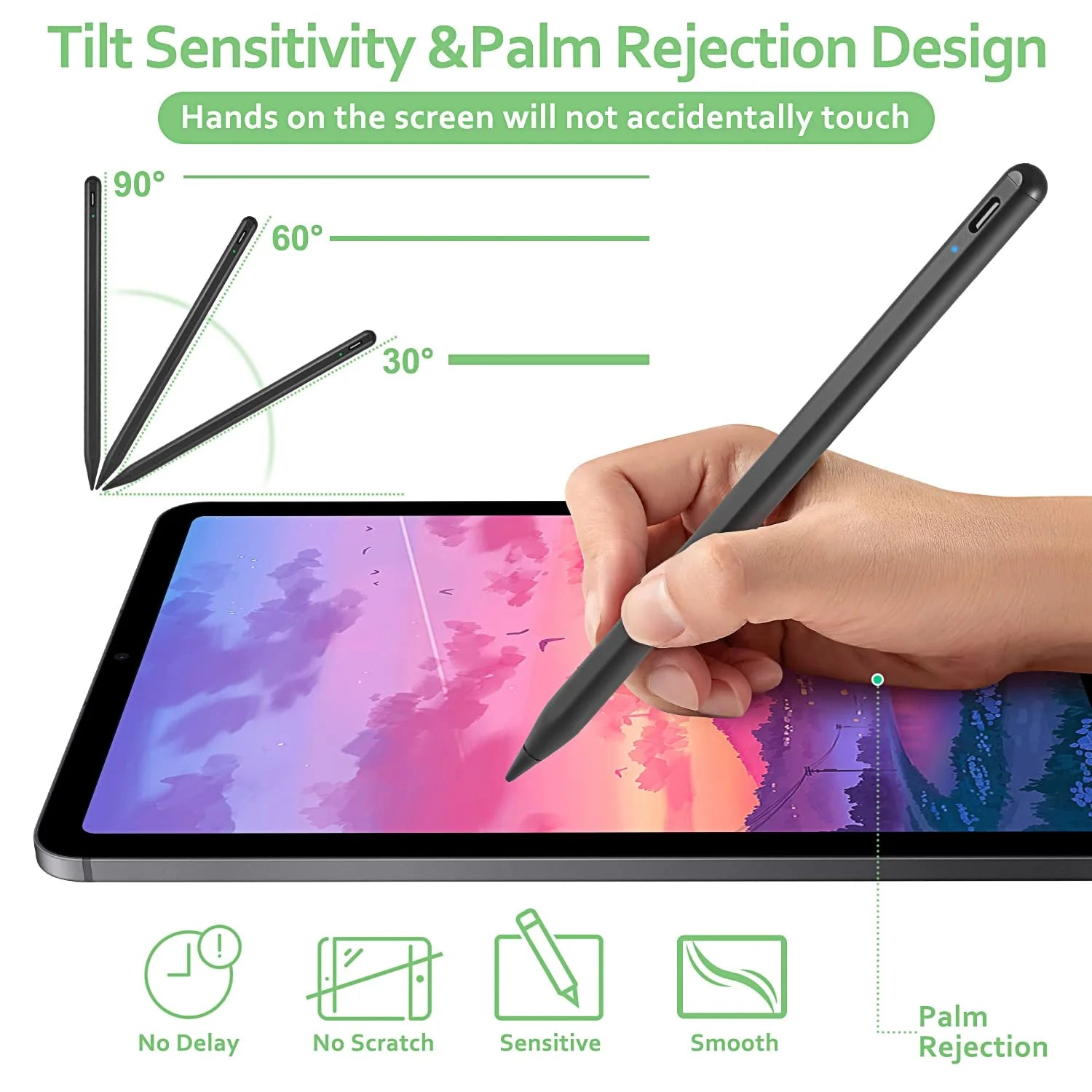 Stylus Pen for Ipad,Apple Pens,Ipad Pencil 2Nd Generation,Smart Touch Switch,Compatible With(2018-2023) Magnetic Ipad 6-10,Ipad Mini 5/6,Ipad Air 3-5,Ipad Pro 11"/12.9" Black