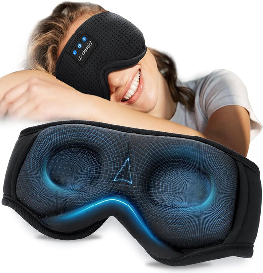 Sleep Mask Bluetooth Headphones Weighted Sleeping Mask 3D Eye Mask Pressure Relief Night Sleep Eye Mask Music Sleeping Headphones for Side Sleepers Meditation Gifts for Men Women