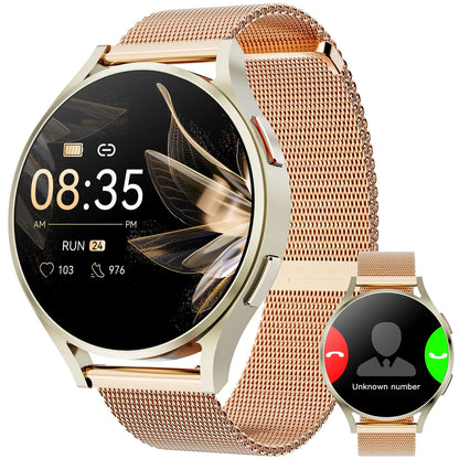 2024 New Women'S Smart Watch (Answer/Make Calls/Message Reminders), 1.32-Inch Touch Screen, with Activity Fitness Tracker Pedometer Watch for Android Iphone Devices (Gold)