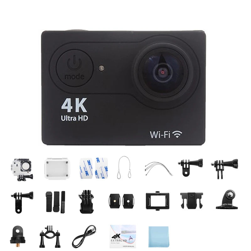 Ultra HD 4K Action Camera 1080P/30FPS Wifi 2.0-Inch 170D Underwater Waterproof Helmet Video Recording Go Cameras Sports Cam Pro