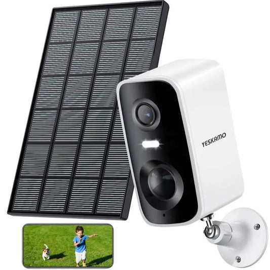 Solar Battery Powered Wireless 2.4Ghz WIFI Indoor/Outdoor Security Camera with 2K 3MP Full HD, AI Detection, Color Night Vision and Siren Alarm