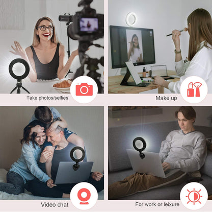 Video Conference Lighting Kit,Computer/Laptop Moniter LED Video Light Dimmable 6500K Ring Light for Remote Working,Zoom Call,Self Broadcasting,Live Streaming