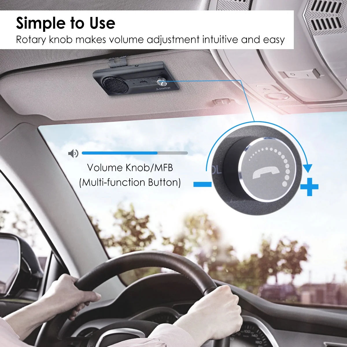 CK11 Hands Free Bluetooth 5.0 Car Kits, 3W Loud Speakerphone, Wireless in Car Handsfree Speaker with Visor Clip