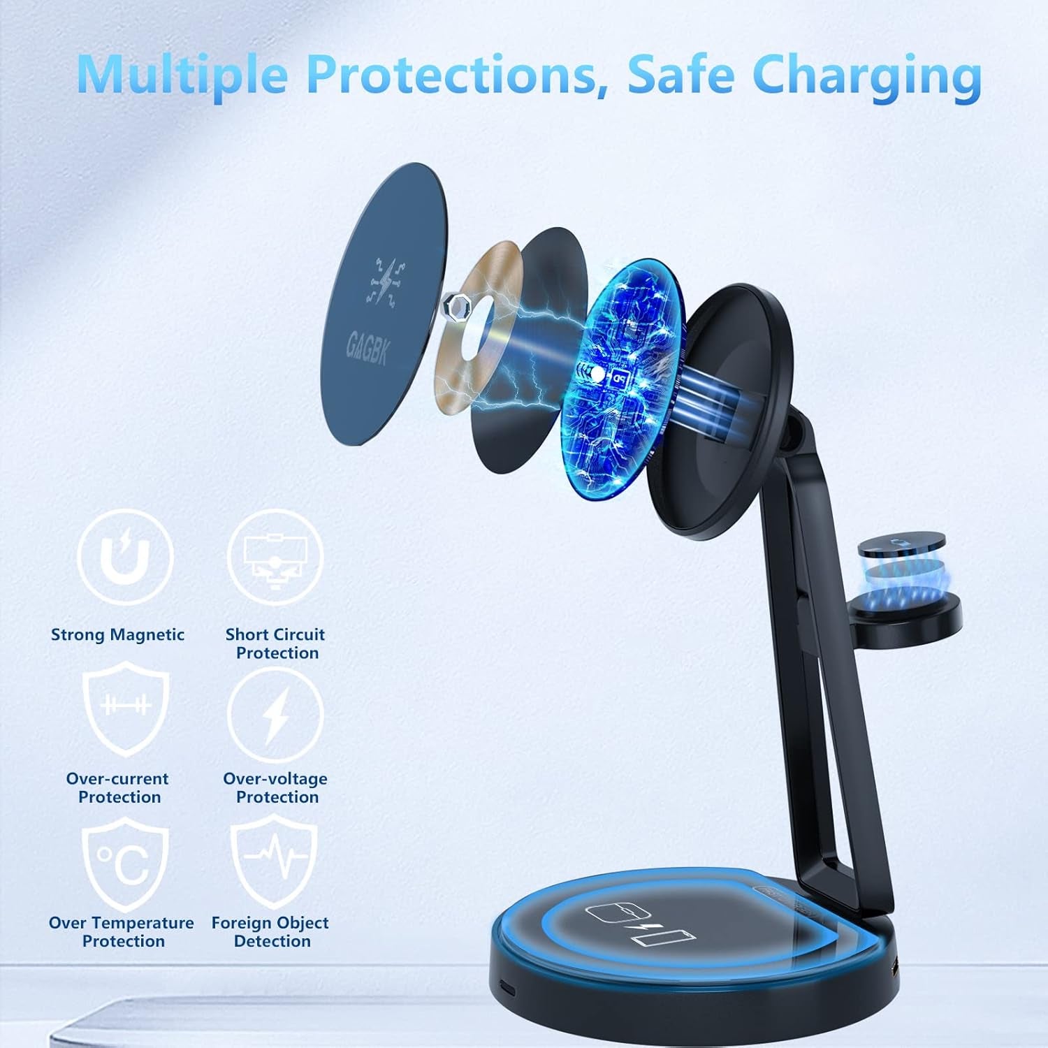 Wireless Charger for Samsung, 3 in 1 Fast Wireless Charging Station for Samsung Galaxy S24/S23/S22/S21/Note 20 Series, Mag-Safe Charging Stand/Dock for Galaxy Watch 7/6/5/5 Pro/4/3, Galaxy Buds+/Live