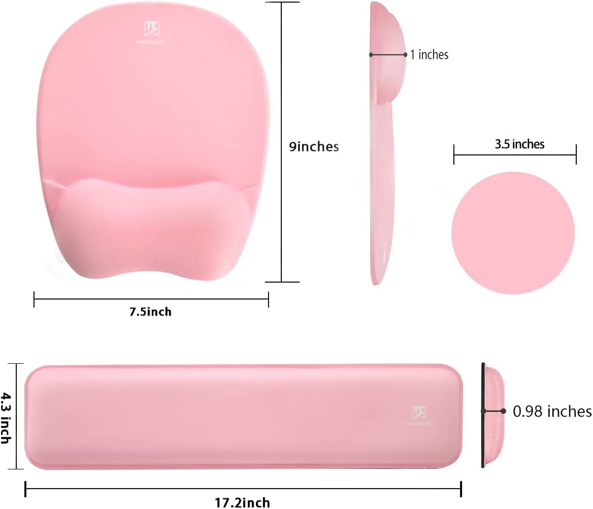 Memory Foam Set Wrist Rest Pad & Mouse Wrist Rest Support,Ergonomic Design for Office,Home,Laptop,Desktop Computer,Gaming Keyboard - Pink