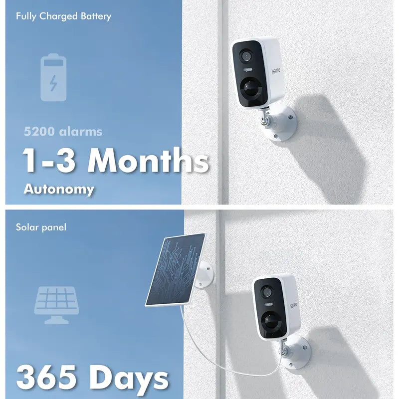 Wireless Solar Cameras for Home Outdoor, Battery Powered 2.4Ghz WIFI Security Cameras with 2K HD Full Color Night Vision, Two Spotlights, IP66 Waterproof, AI Motion Detection,Siren,Two-Way Talk