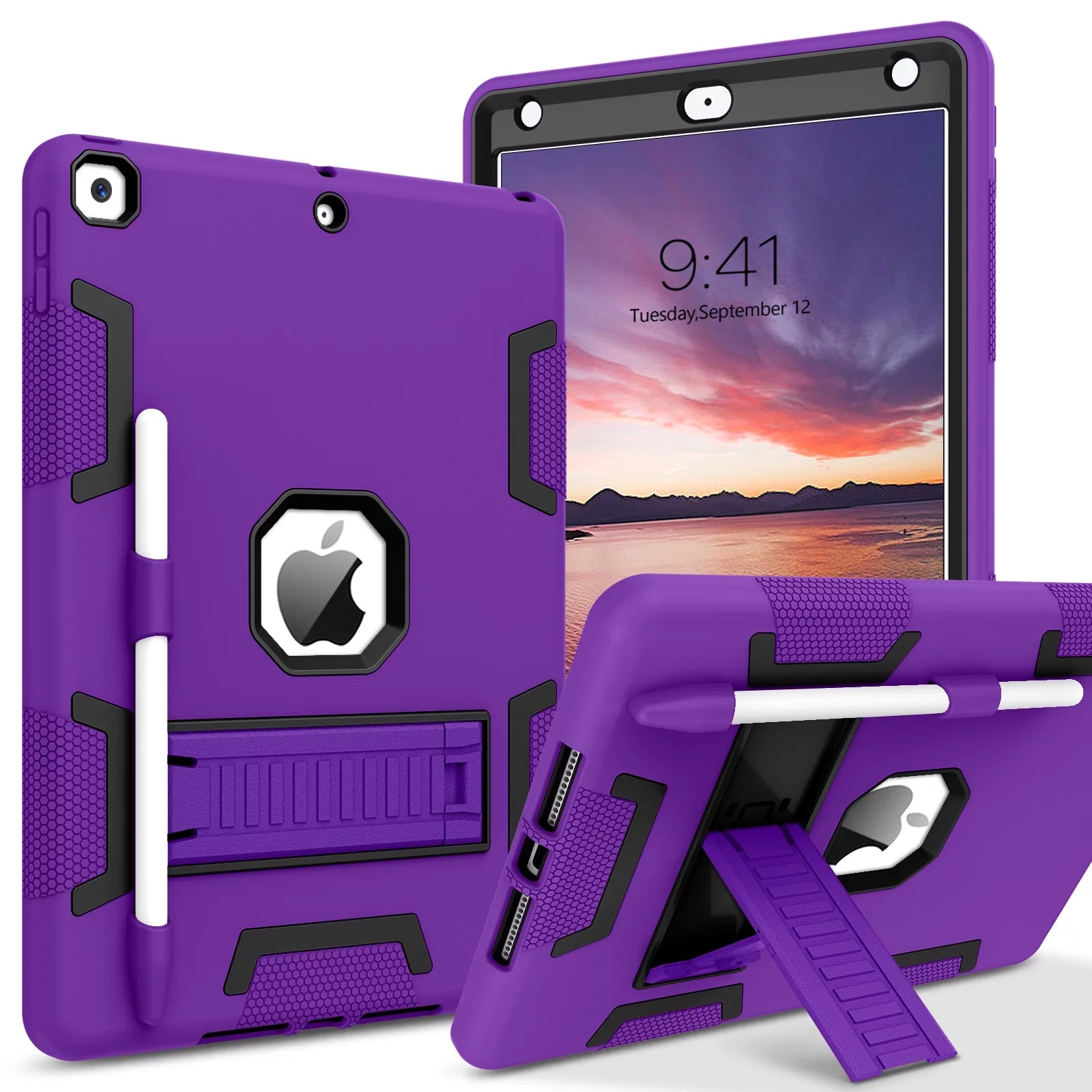 Ipad 9/8/7Th Generation Case with Pencil Holder, Case for Ipad 2021/2020/2019 10.2'',Deep Purple