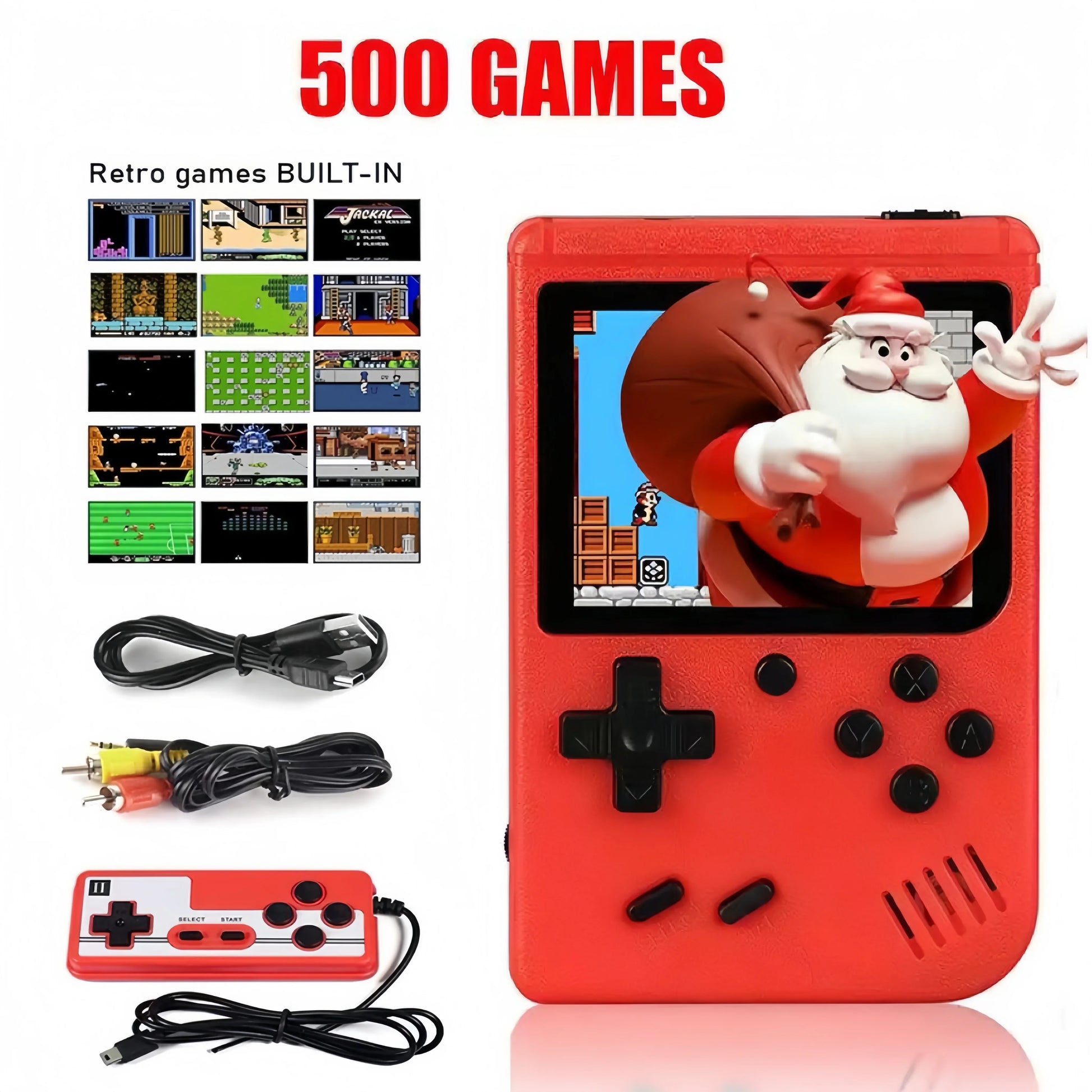 Retro Portable Mini Handheld Video Game Console 8-Bit 3.0 Inch LCD Color Kids Game Player Built-In 500 Games for Kid Xmas Gift