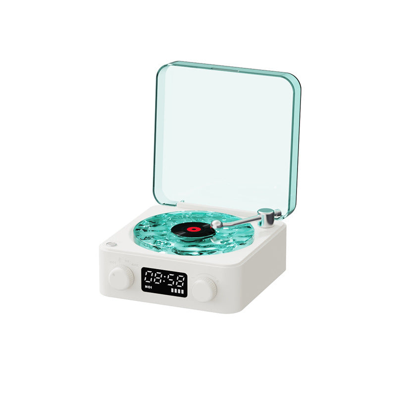 Retro Turntable Speaker Wireless Bluetooth 5.0 Vinyl Record Player Stereo Sound with White Noise RGB Projection Lamp Effect