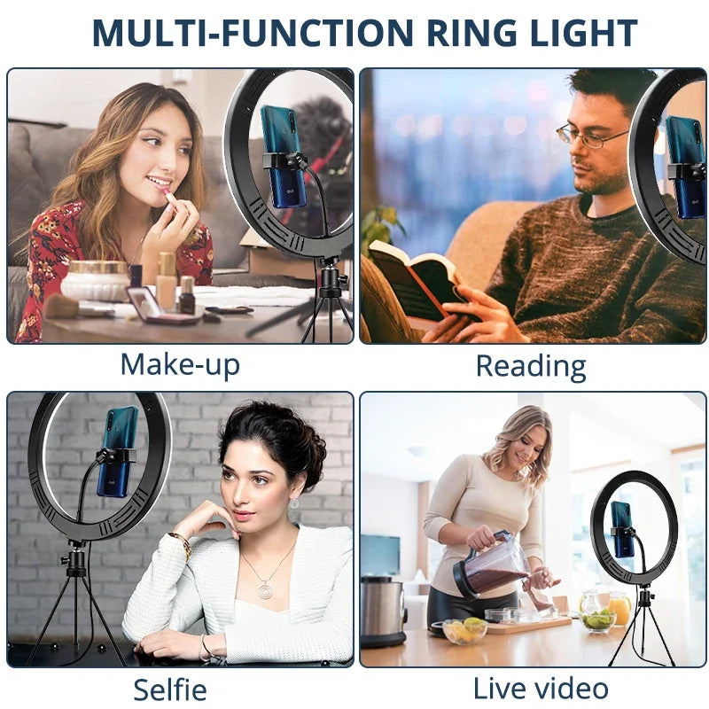 12 Inch USB Ring Light Dimmable Desktop 3 Light Modes LED Ring Light for Makeup Youtube with 45Cm Tripod