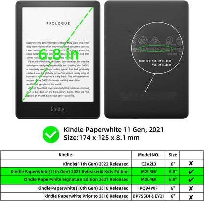 Case for 6.8” Kindle Paperwhite 11Th Generation 2021- Premium Lightweight PU Leather Book Cover with Auto Wake/Sleep for Amazon Kindle Paperwhite 2021 Signature Edition/Kids E-Reader