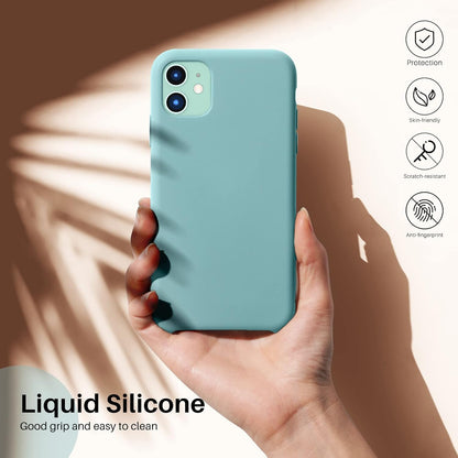 Compatible with Iphone 11 Liquid Silicone Case 6.1 Inch, Slim Liquid Silicone Case with Open Bottom Style Soft Gel Rubber Cover - Cactus