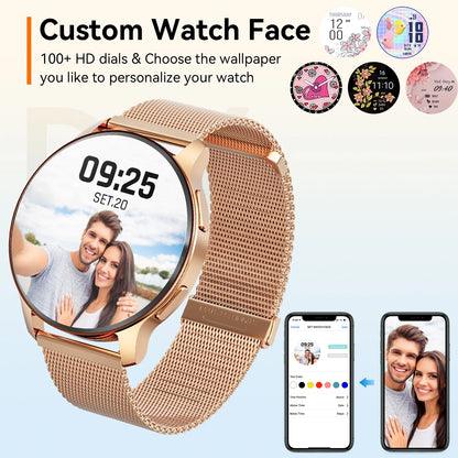 2024 New Women'S Smart Watch (Answer/Make Calls/Message Reminders), 1.32-Inch Touch Screen, with Activity Fitness Tracker Pedometer Watch for Android Iphone Devices (Gold)