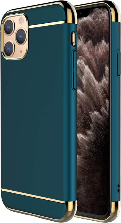 Iphone 11 Pro Case, 3 in 1 Ultra Thin and Slim Hard Case Coated Non Slip Matte Surface with Electroplate Frame for Apple Iphone 11 Pro (5.8")(2019) - Dark Green