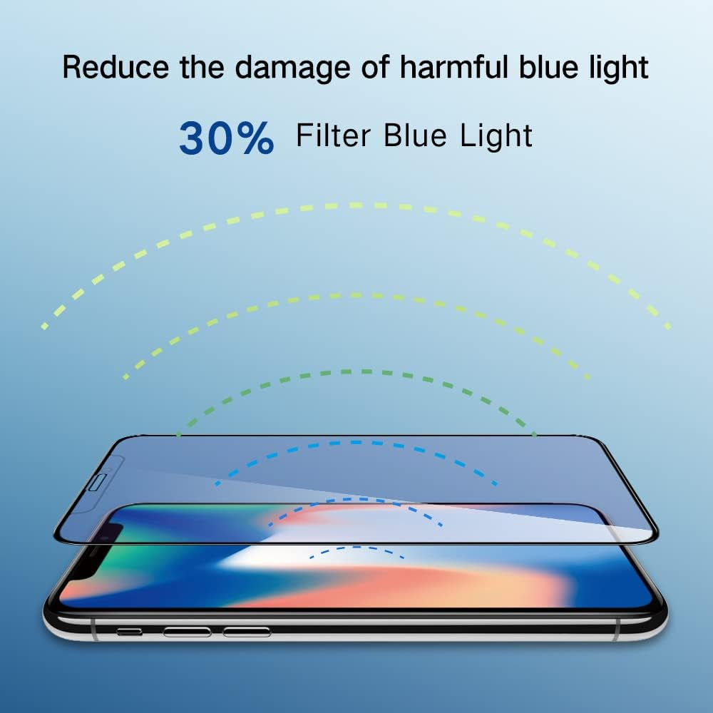 anti Blue Light Tempered Glass Screen Protector Compatible with Iphone 11, Iphone XR 6.1 Inch, Blue Light Blocker, HD Clear Eye Protection, Easy Installation with Alignment Frame (1 Pack)