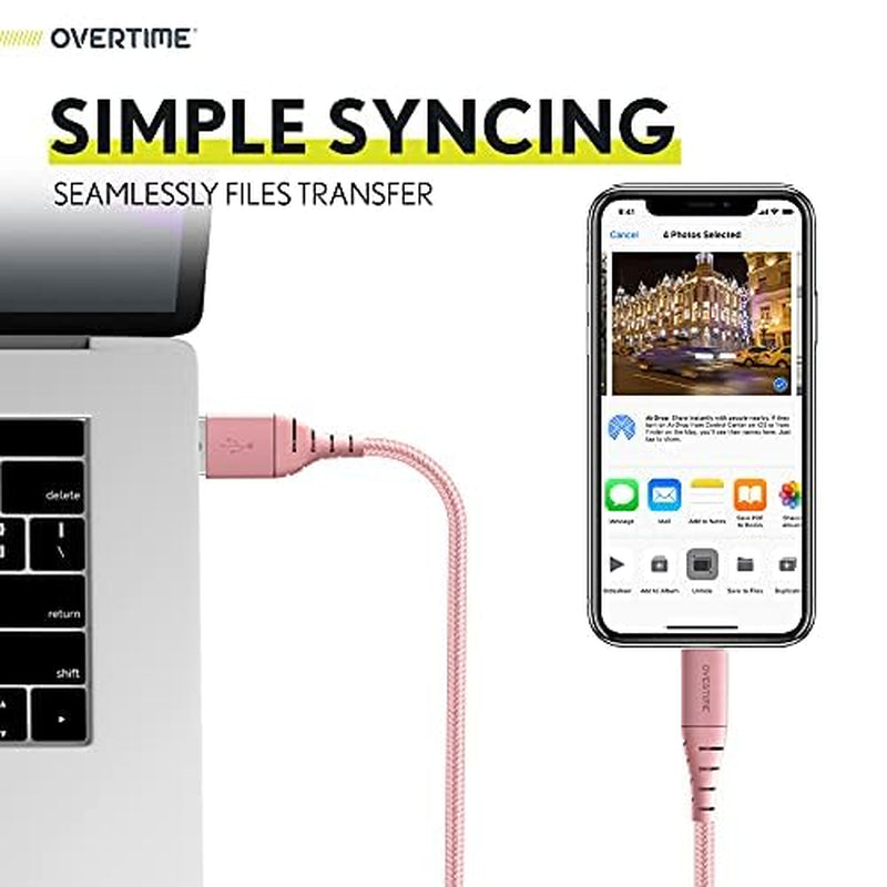 Iphone Lightning Cable, MFI Certified, Portable & Smart Charging USB a to Lightning Cable, Fast Apple Charging Cord, 6Ft Iphone Charger Cord Compatible with Iphone | Ipad | Ipod - Rose Gold