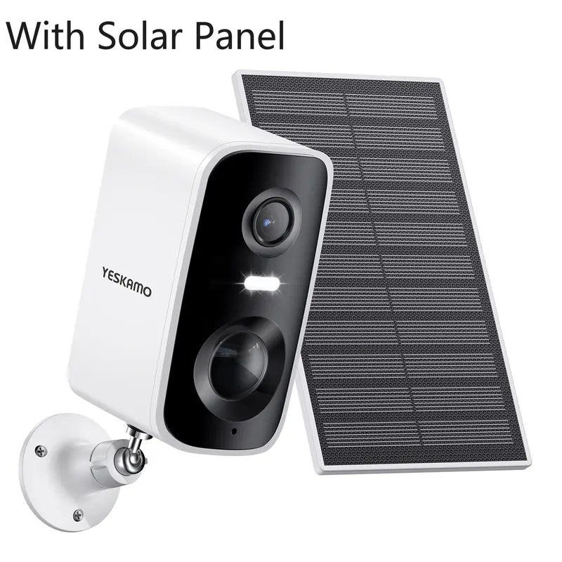 Wireless Solar Cameras for Home Outdoor, Battery Powered 2.4Ghz WIFI Security Cameras with 2K HD Full Color Night Vision, Two Spotlights, IP66 Waterproof, AI Motion Detection,Siren,Two-Way Talk