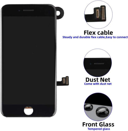 For Iphone 7 Screen Replacement Black, 4.7 Inch LCD Display and 3D Touch Digitizer, with Proximity Sensor, Front Camera, Earpiece Speaker and Repair Tools