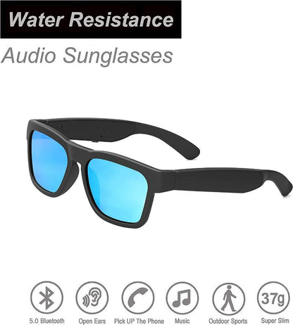 Oho Smart Glasses,Polarized Sunglasses with Bluetooth Speaker,Athletic/Outdoor UV Protection and Voice Control,Unisex (Blue Lens)