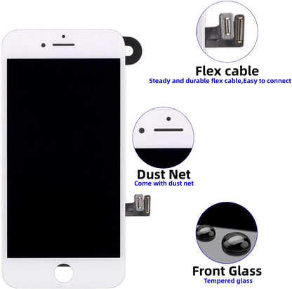 Compatible with Iphone 8 Screen Replacement White, 4.7" LCD Screen Full Assembly Preinstalled Front Camera, Earpiece Speaker and Proximity Sensor with Repair Tools