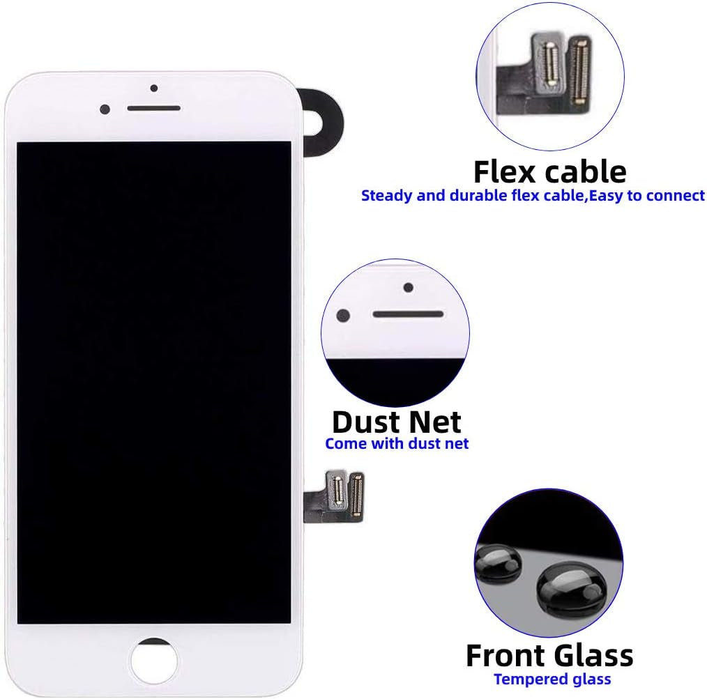 For Iphone 7 Screen Replacement White, 4.7 Inch LCD Display and 3D Touch Digitizer, with Proximity Sensor, Front Camera, Earpiece Speaker and Repair Tools