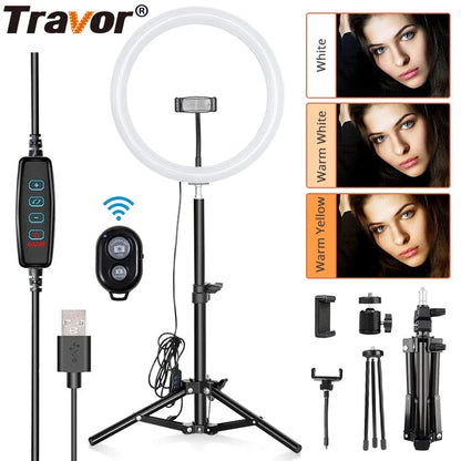 12 Inch USB Ring Light Dimmable Desktop 3 Light Modes LED Ring Light for Makeup Youtube with 45Cm Tripod