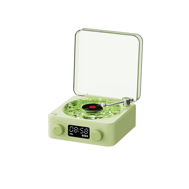 Retro Turntable Speaker Wireless Bluetooth 5.0 Vinyl Record Player Stereo Sound with White Noise RGB Projection Lamp Effect