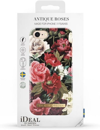 Mobile Phone Case for Iphone 8 / Iphone 7 / Iphone 6 / Iphone 6S Microfiber Lining, Qi Wireless Charger Compatible (Antique Roses)