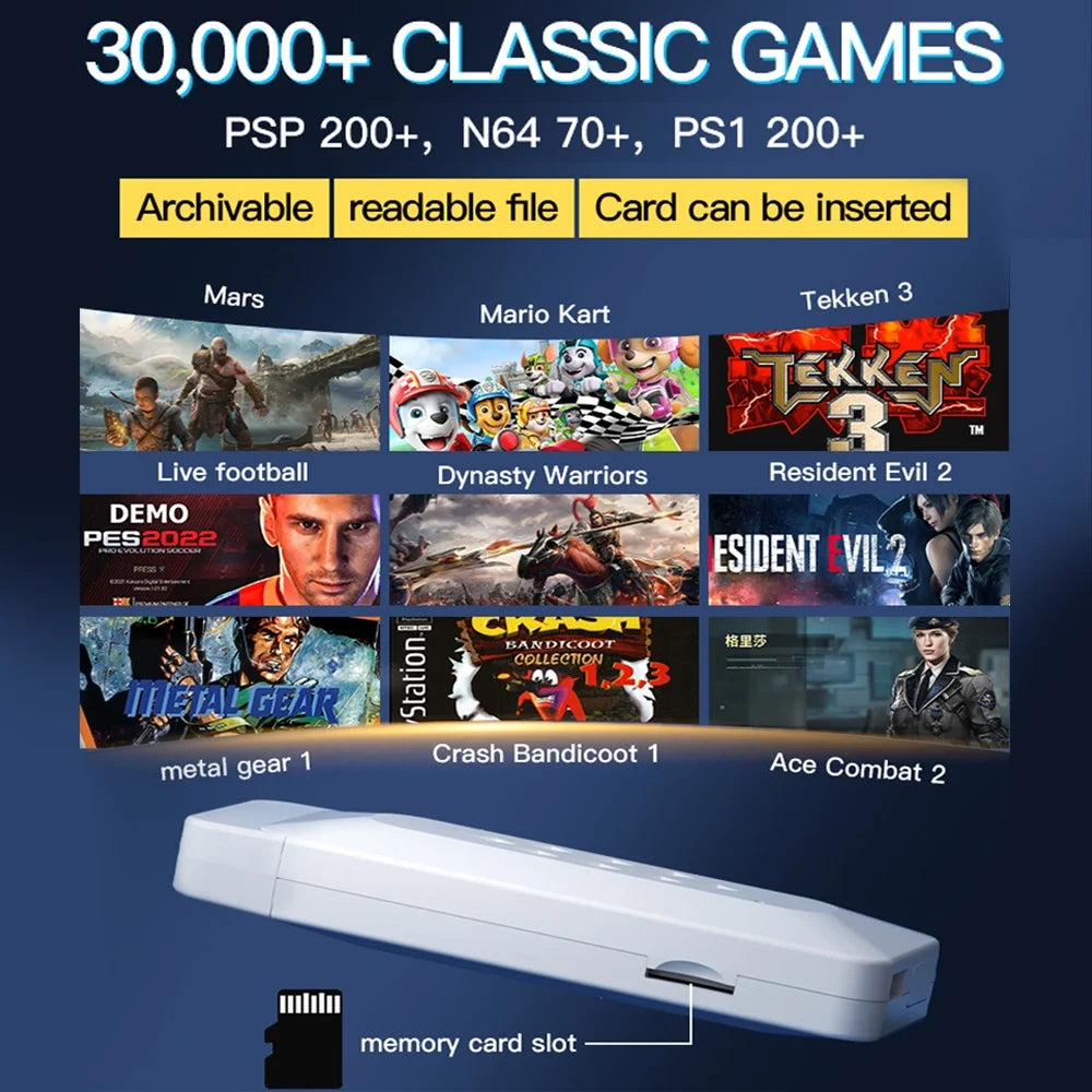 Retro Video Game Console with 30000+ Games Wireless 4K 64GB Arcade Classic Game Console with 52 Emulators and 2 Joysticks Game Console and TV Controller